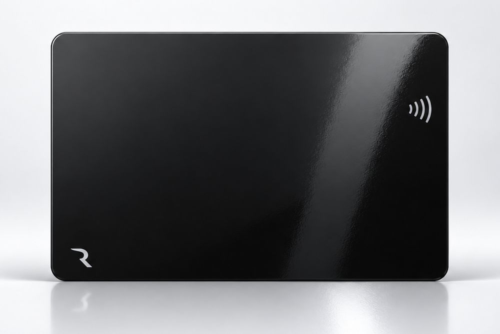 Glossy Black card, front