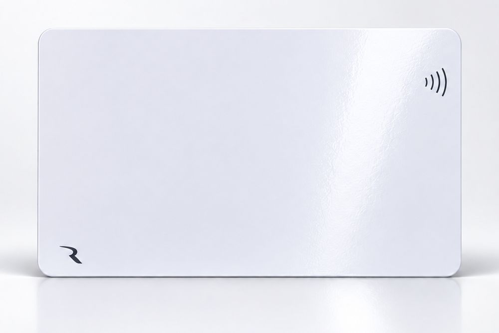Glossy White card, front